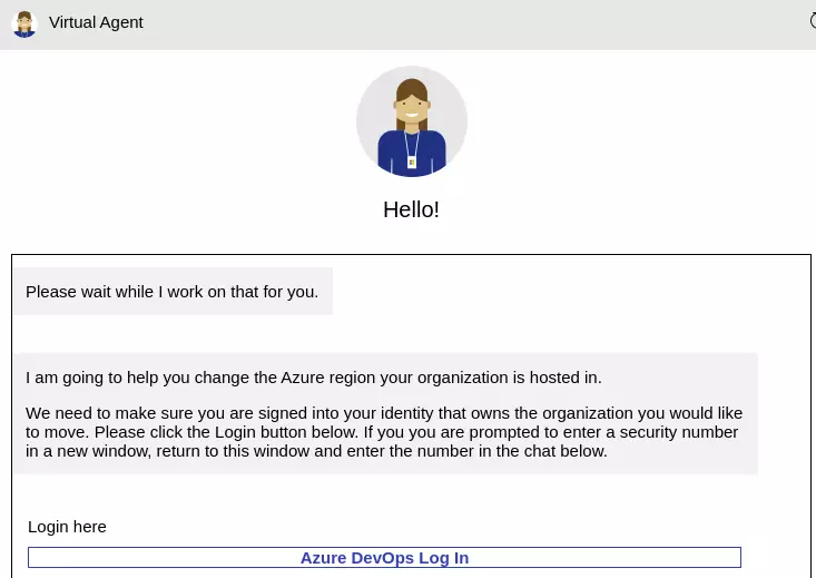 Azure DevOps Virtual Support Agent发起会话